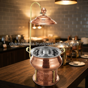 Plat à réchaud en acier inoxydable Chaman India avec support de couvercle (couleur cuivre et laiton) - Product Image 2