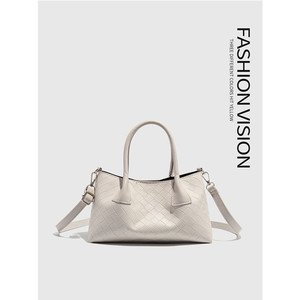 Sac fourre-tout décontracté bleu clair motif tissé couleur bonbon, petite sacoche à fermeture boutonnée, sac à main pour femme en polyester durable doublé - Product Image 2