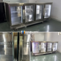 Réfrigérateur de bar encastrable sous comptoir avec 4 portes vitrées, refroidissement par compresseur, pour boissons
