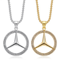 Perhiasan Hip Hop Liontin Pria dari Baja Anti Karat 316L, Personalisasi, Bertabur Zirkonia Kubik, Logo Mobil Terkenal, Fashionable