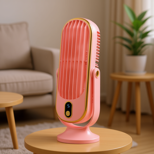 Ventilateur de table numérique sans pales 6,9 pouces, moteur DC, refroidissement, plastique rose, 25 W, avec minuterie, cinq vitesses - Product Image 2