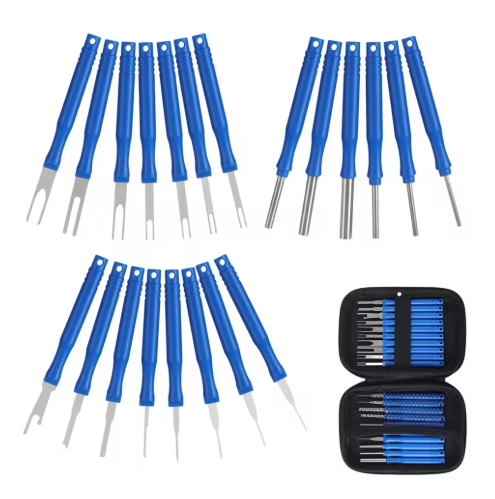 21Pcs Car Terminal Removal Tool Kit Cable Plug Remove Puller Electrical Wire Crimp Connector Pin Extractor Blue
