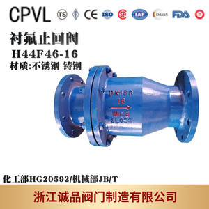 วาล์วกันกลับแบบเหล็กหล่อและเหล็กกล้าไร้สนิม  หุ้มด้วย PTFE รุ่น H44F46-16  แบบไม่ไหลกลับ - Product Image 2