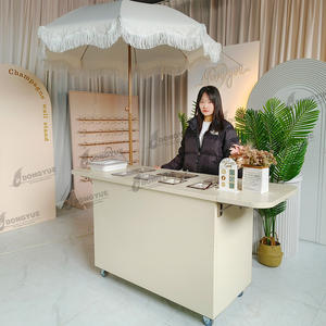 Carrito de Dulces Personalizado de Metal Plegable en Blanco, Carrito de Comida Móvil, Carrito para Embutidos para Bodas y Cumpleaños - Product Image 3