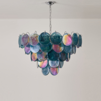 Lustre personnalisé pour restaurant de style villa nordique romantique, structure en fer, luminaires suspendus, verre artisanal, lustre LED pour salle à manger