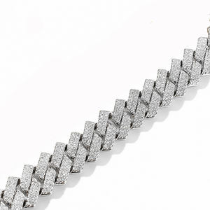 BES 14MM personnalisé Hip Hop bijoux glacé 925 Sterling Prong réglage VVS Lab Moissanite cubain lien chaîne collier Hip Hop bijoux - Product Image 6