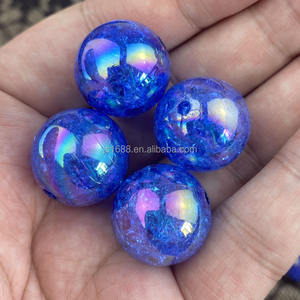 Diy 20mm AB <strong>Magic</strong> Blue Color Crack <strong>Beads</strong> for Jewelry Making Round Acrylic Crackle Bubblegum <strong>Beads</strong> for Bracelet Necklace Pens - Product Image 4