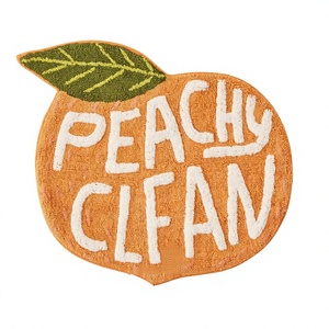 Tapis de bain personnalisé PEACHY CLEAN Assurance en coton pur, tufté, écologique, style américain, motif floral, long et durable pour salle de bain - Product Image 1