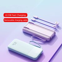 Batterie externe universelle portable à charge rapide avec câble intégré, type C, lithium polymère, 10000 mAh, grande capacité, batterie externe compacte