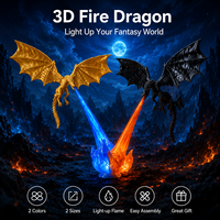 Lampe LED Dragon Souffleur de Feu Imprimée en 3D, Décoration de Bureau Fantaisie, Figurine de Collection, Cadeau