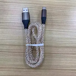 RBG LED אור 1 מטר מטען כבל USB קלוע A עד L לוגו מותאם אישית USB C סוג פלסטיק טלפון נייד כבל USB