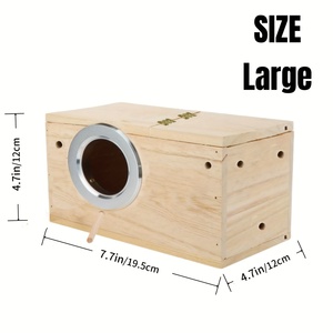 Nichoir carré en bois pour l'élevage d'oiseaux avec fenêtre de visualisation pour perruches et calopsittes - Product Image 5