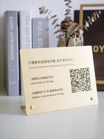 Panneau de table personnalisable en laiton avec code QR, support double face en métal pour menu et numéro de table pour restaurants, bars et cafés
