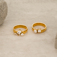 Nouvelle collection Automne/Hiver 2027 : Ensemble de bagues Dazan LEAF ZIRCON DAILY NORDIC SHINED en acier inoxydable plaqué or PVD 18 carats, anti-ternissement, pour femme, cadeau