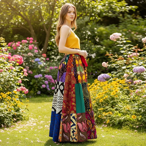 Custom Women's African Print <strong>Patchwork</strong> Ankara Dashiki Maxi <strong>Skirt</strong> for Ladies - Product Image 3