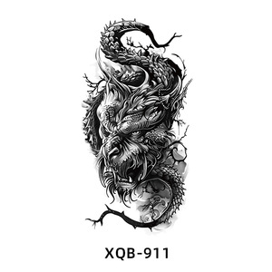 Pegatinas de <span class=keywords><strong>tatuaje</strong></span> temporal de animales de flor de <span class=keywords><strong>lobo</strong></span> impermeables, simulación de brazo completo y medio brazo para aplicación corporal de hombres y mujeres - Product Image 1