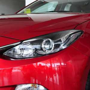 ฝาครอบไฟหน้ารถยนต์คาร์บอนไฟเบอร์แท้ 1 คู่ สำหรับ MAZDA-3 Mazda3 Axela 2016-2017 อุปกรณ์ตกแต่งรถยนต์ - Product Image 5