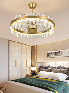 Wohnzimmer Schlafzimmer Deckenventilator mit Licht Postmoderne Hotelzimmer-Kombination Kristall-<span class=keywords><strong>LED</strong></span>-Deckenventilator-Lampe Kronleuchter - Product Image 5