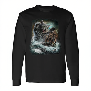Camiseta de manga larga Monster Tabby Cat Ambush Battle Ship - Product Image 2