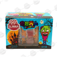 Bonbons Gommeux Halal Halloween Combo Langue et Dents de Zombie, Bonbons Fantaisie Monstre Horreur Dessin Animé en Cartouche Blister, Boîte Douce pour Enfants