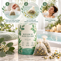 Sachet de bain botanique premium, mélange d'herbes et de fleurs séchées naturelles (Rose, Lavande, Camomille) pour bain relaxant à domicile, vente en gros