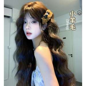 วิกผมยาวหยิกสีดำชา ทำจากเส้นใยคาเนคาลอน  ดูเป็นธรรมชาติ  แบบเต็มศีรษะ สำหรับสไตล์โลลิต้า - Product Image 1