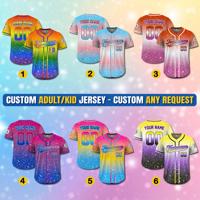 Maillot de baseball personnalisé à paillettes dégradées, maillot d'été avec nom personnalisé, maillot de danse personnalisé, maillot de majorette