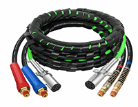 TR813215 - Kit de tuyau d'alimentation et d'air comprimé 3-en-1 en ABS de 15 pieds avec câble électrique 7 voies et poignée pour semi-remorque et remorque