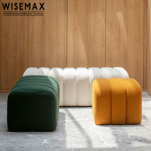 Muebles para el Hogar WISEMAX, Otomana Moderna <span class=keywords><strong>y</strong></span> Sencilla de Madera con Forma Rectangular, Taburete de Tela Tipo Peluche para Dormitorio - Product Image 2