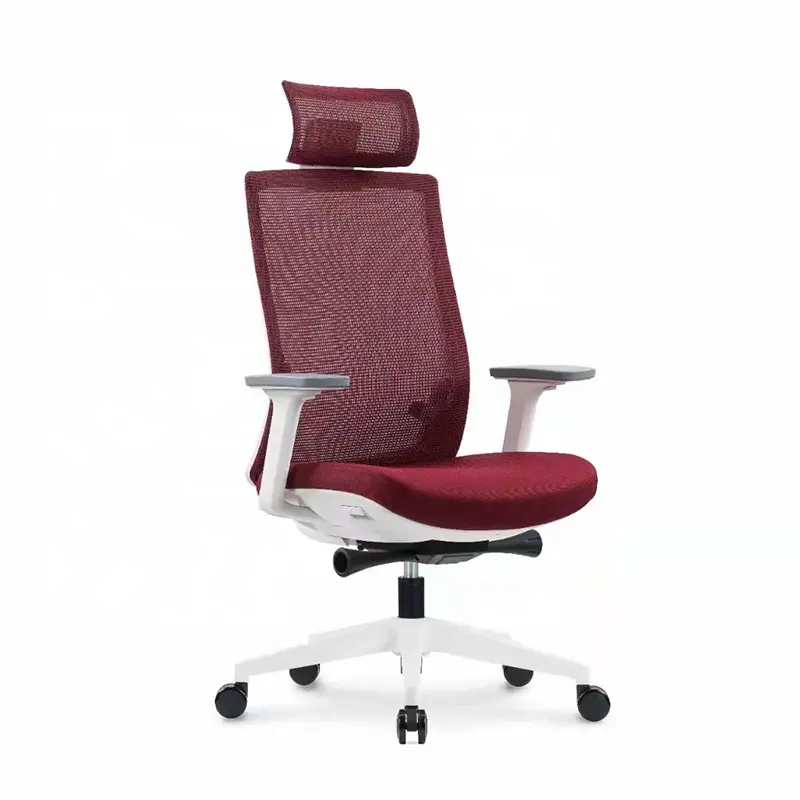 Chaise de bureau de luxe ergonomique, de couleur rouge, pivotante, à maille, pour personnel de bureau, haut de gamme, réglable