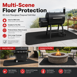 Wholesale 80 Inch Fiberglass <b>Grill</b> Mat Heat Resistant Waterproof Oil Resistant Floor Protector for Outdoor BBQ <b>Fire</b> Pit - Product Image 5