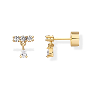 Boucles d'oreilles pendantes miniatures PAVOI en or jaune 14 carats plaqué or, à dos plat, pour femmes |   Boucles d'oreilles délicates pour le cartilage |   Piercing Helix - Product Image 4