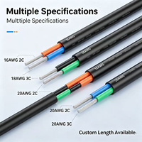 Câble de connexion M12 étanche IP68 à 2 à 6 broches en PVC massif + cuivre pour panneau lumineux, projecteur, utilisation extérieure, personnalisable