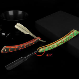 Rasoir pour hommes 2 couleurs rétro <span class=keywords><strong>à</strong></span> lame unique, épilation manuelle, bois de barbier, rasoir droit en métal sur la signification - Product Image 4