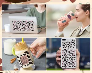 Transferts UV DTF personnalisés à motif léopard, autocollants UV DTF imperméables à appliquer par frottement pour verre de 16 oz, artisanat en bois DIY, cadeaux pour la fête des mères - Product Image 5