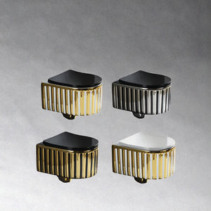 Inodoro dorado flotante <span class=keywords><strong>de</strong></span> lujo montado en la pared estriado sin montura Wc baño inodoro <span class=keywords><strong>de</strong></span> cerámica colgado en la pared - Product Image 2