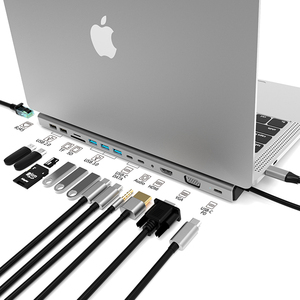 BASIX <span class=keywords><strong>Hub</strong></span> <span class=keywords><strong>USB</strong></span>-<span class=keywords><strong>C</strong></span> 14 en 1 con Adaptador de Estación de Acoplamiento para Laptop Macbook Pro, <span class=keywords><strong>Hub</strong></span> <span class=keywords><strong>USB</strong></span>-<span class=keywords><strong>C</strong></span> con Entrega de Energía para Macbook Pro - Product Image 6