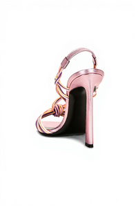 Strappy <strong>Pink</strong> Fashion Summer <strong>Heels</strong> Open Pointed Toe Party Dressy Heeled Sandals for <strong>Women</strong> - Product Image 3