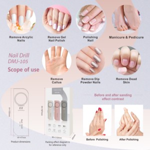 Máquina de Taladro de Uñas Portátil Recargable <span class=keywords><strong>Love</strong></span> <span class=keywords><strong>Crazy</strong></span> DMJ-105 de 35000 rpm para Manicura y Pedicura - Product Image 6
