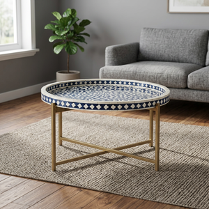 Unique Design Buffalo Bone Inlay Portable Modern Coffee <b>Table</b> Living Room Furniture Metal Frame Direct Wholesale Manufacturer - Product Image 1