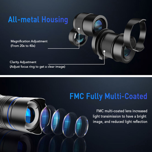 Objectif téléobjectif universel <span class=keywords><strong>Apexel</strong></span> HD <span class=keywords><strong>20</strong></span>-<span class=keywords><strong>40X</strong></span> Zoom optique Objectif d'appareil photo pour téléphone portable - Product Image 6