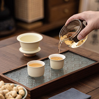 Set Teh Perjalanan Ramah Lingkungan Modern Porselen Logo Kustom 200ml Portabel Satu Teko Dua Cangkir Kaca Keramik Kopi Tas Luar Ruangan Hadiah