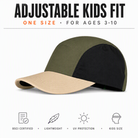 Casquette de baseball 5 panneaux color block pour enfants, garçons et filles, réglable, protection solaire, logo personnalisé, unisexe, vente en gros, fournisseur OEM