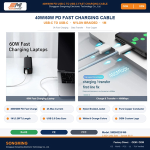 Câble USB C de charge rapide PD 40W 60W, tressé en nylon, 3A, transfert de données rapide, cordon pour téléphone portable, vente en gros - Product Image 2