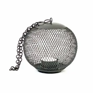 Porte-lampe à thé en fer-Cage (Noir); Lanterne bougeoir ouragan en métal Produit très exigeant pour la maison et l'hôtel