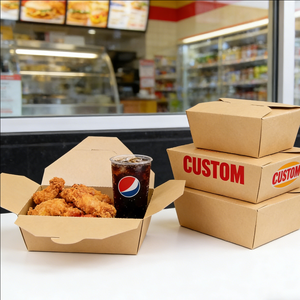 กล่องกระดาษคราฟท์แบบกำหนดเอง บรรจุภัณฑ์อาหารแบบใช้แล้วทิ้ง กล่องใส่อาหารแบบนำกลับบ้าน ถาดใส่อาหารจานด่วน เป็นมิตรกับสิ่งแวดล้อม ย่อยสลายได้ ขนาด 500 มล. - Product Image 3