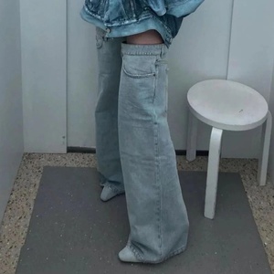 New Denim Square Toe Over the Knee Boots Stiletto High Heels Retro Casual Women Long Booties <b>Shoes</b> on Stylish - Product Image 4