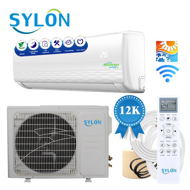 Sylon Star Series 50/60Hz Variable Frequency Mini Split 12000 Btu 1Ton Air Conditioner with Golden Fin and Inner Threaded Copper
