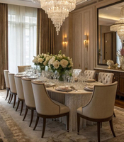 Table et chaises de salle à manger longues et simples de style français, table ovale avec plateau en marbre, grandes tables de salle à manger pouvant accueillir 12 personnes