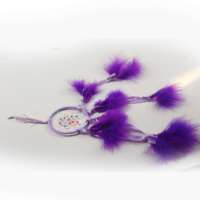Haute qualité violet plume attrapeur de rêves avec perle noire 5 anneaux pour la décoration